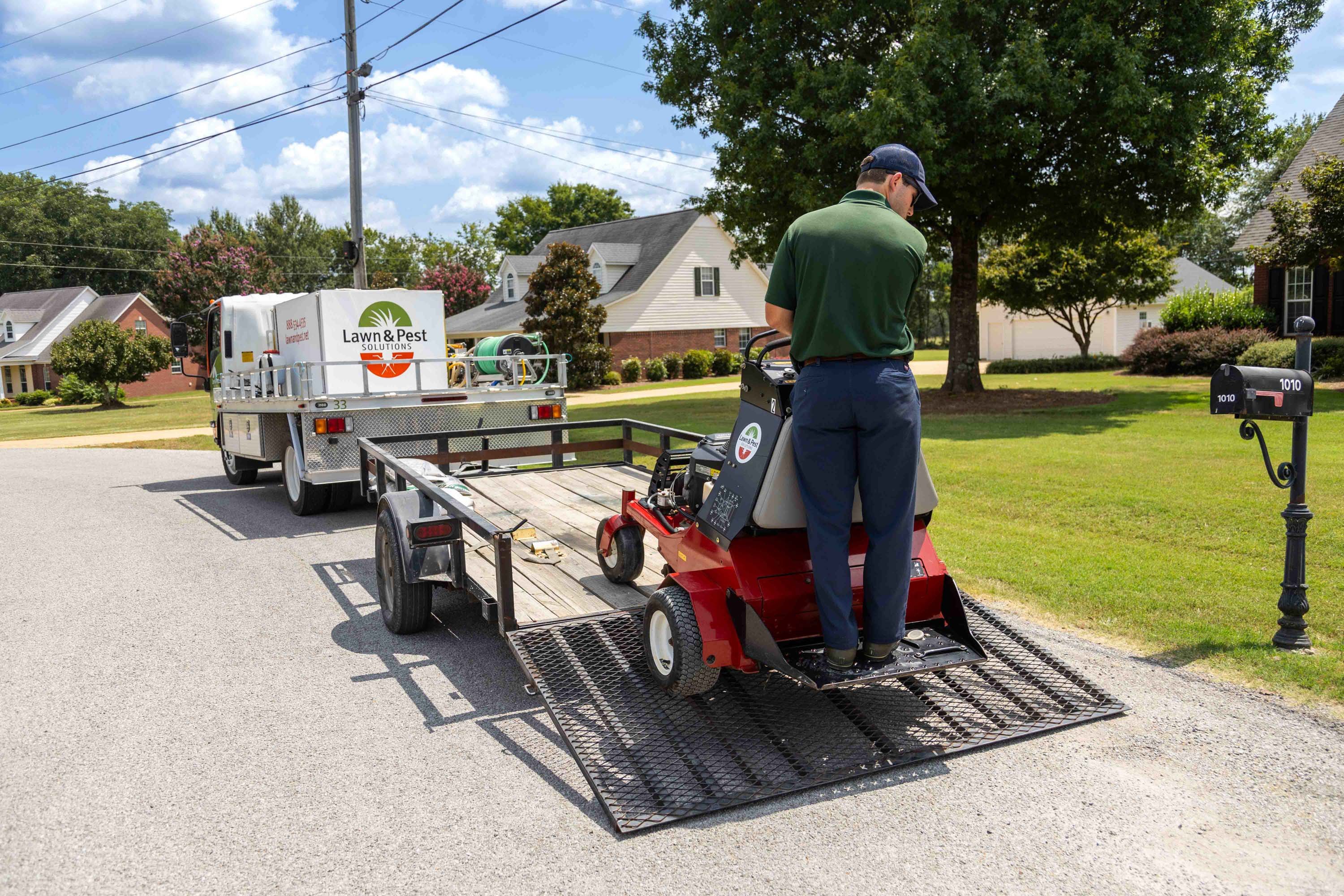 lawn care technician crew truck aerator aerate equipment-1