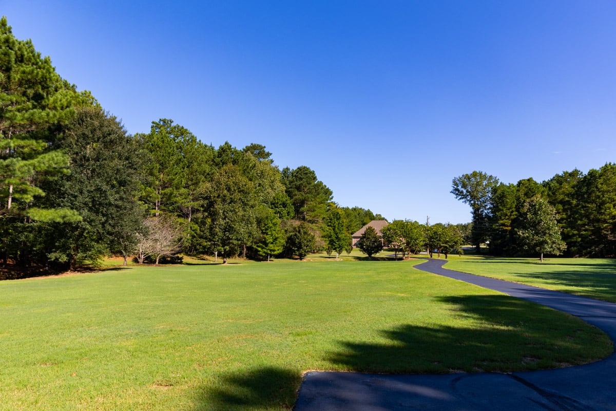 large lawn and woodline